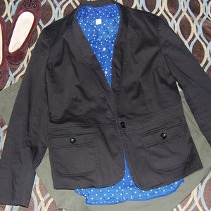Black, casual, twill blazer